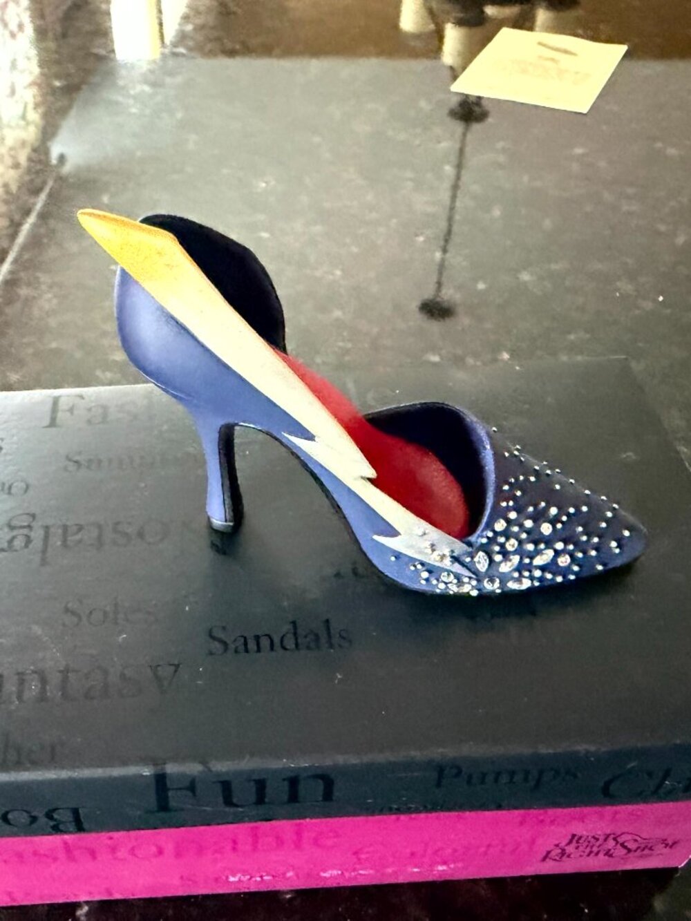 Just the Right Shoe Flash 25076 Navy Lightning Bolt Rhinestone Figurine Box
